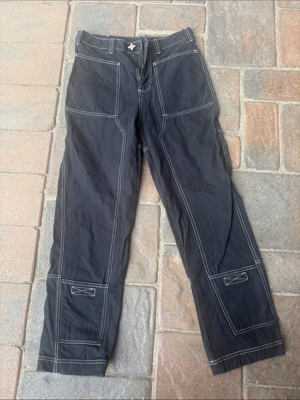 Liquid Lagoon Black Workwear Pants with Contrast Stitching Sz. 30/28